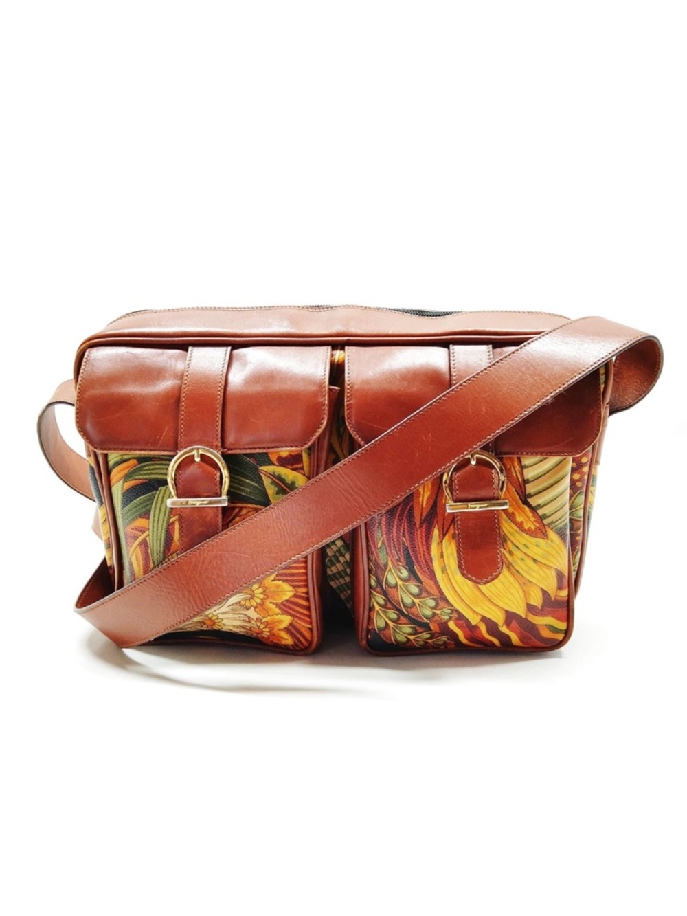 Salvatore Ferragamo Jungle Print Shoulder Bag Multicolor